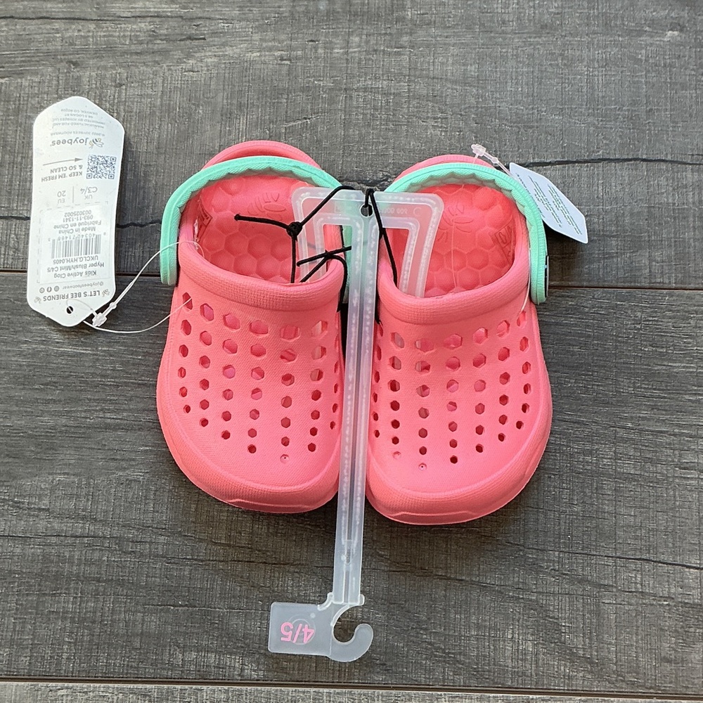 Vibrant Pink Kids Clogs with Mint Accents